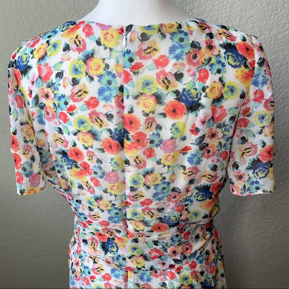 🆕 Tahari by Arthur S. Levine Women's Floral Chiffon Dress - Picture 9 of 12